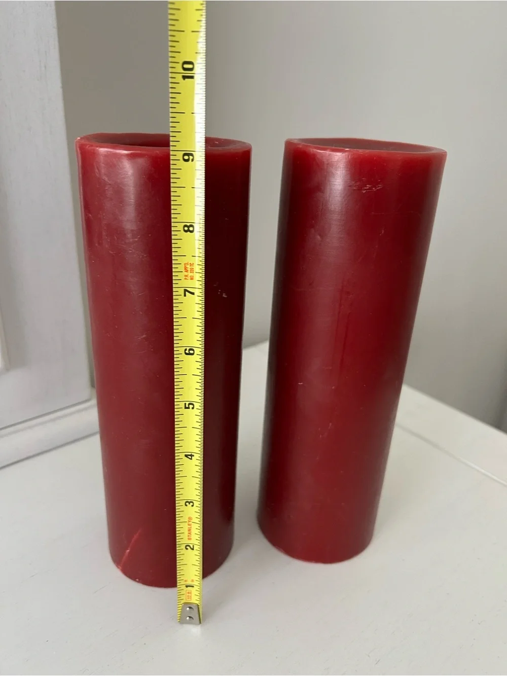 Deep Red Cylindrical Pillar Candles Set of 2 by Living Quarters Cranberry Smell